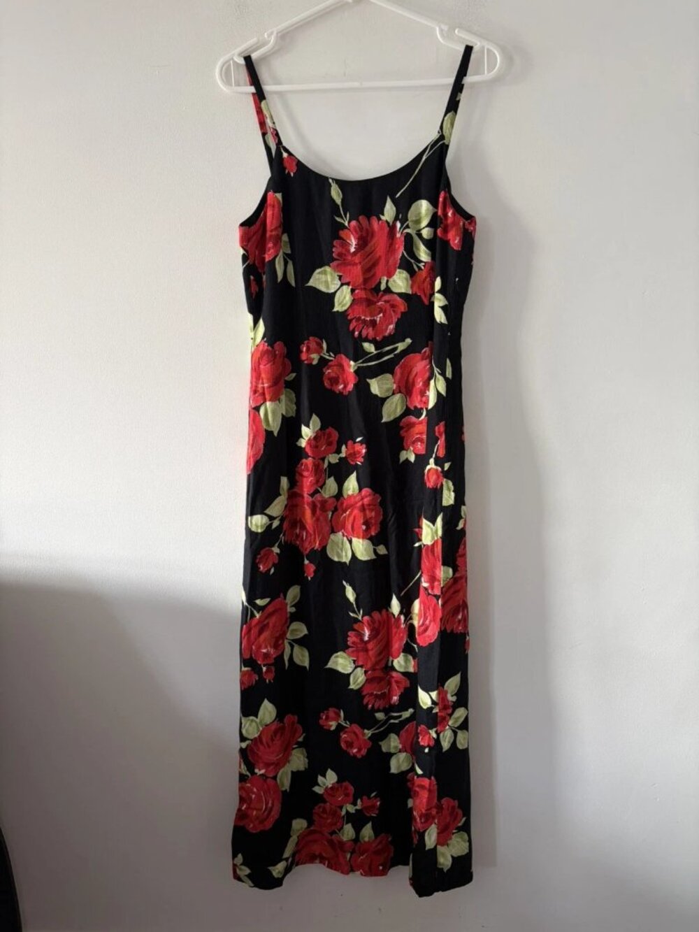 Vintage Laura Ashley Dress Midi Slip Dress Floral Black Summer Size 12 Casual